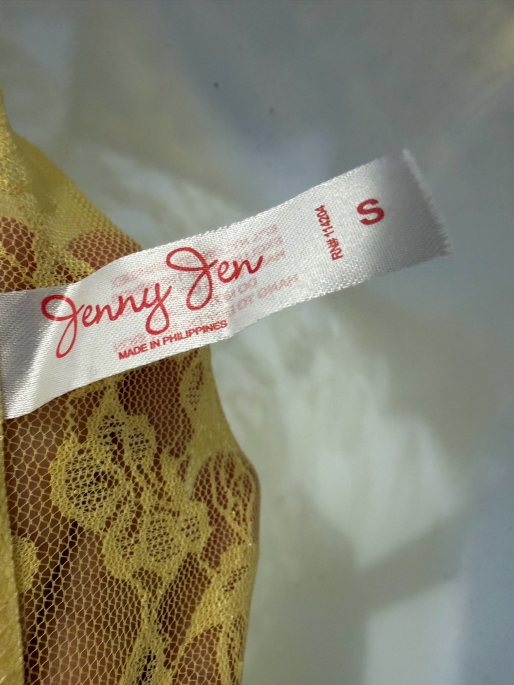 Yellow Lace Chemise Slip with Pink Bow Accent - Picture 6 of 6